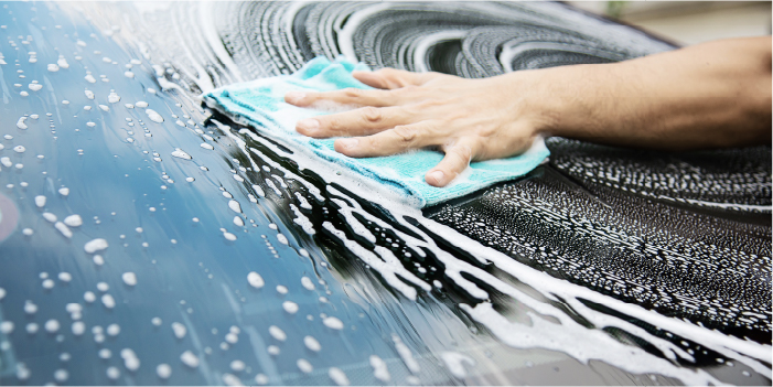 透明な仕上がりの手洗い洗車